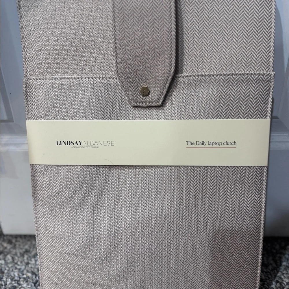 Limited Addition Daily Laptop Clutch by Lindsay Albanese - Gold Herringbone- NWT